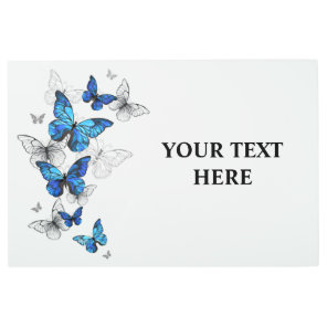 Blue Flying Butterflies Morpho Metal Print