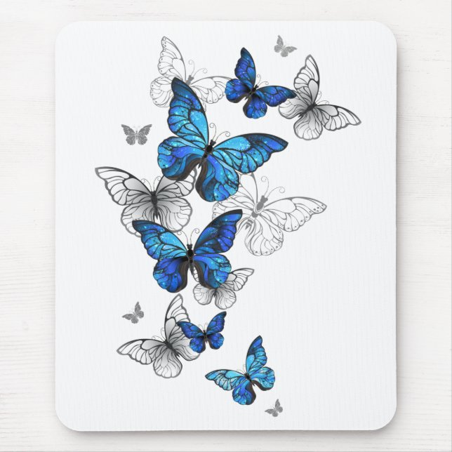 Blue Flying Butterflies Morpho Mouse Pad (Front)