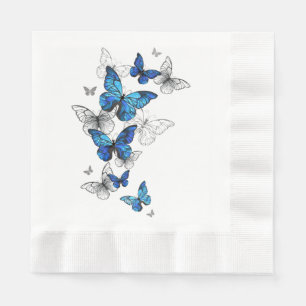 Blue Flying Butterflies Morpho Napkins
