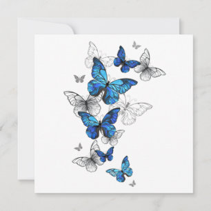 Blue Flying Butterflies Morpho Note Card
