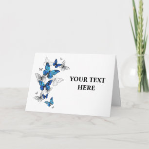 Blue Flying Butterflies Morpho Note Card