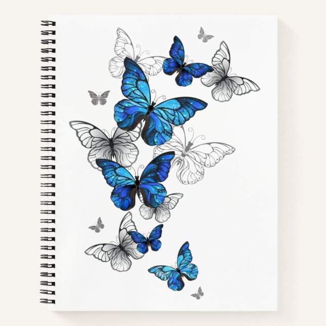 Blue Flying Butterflies Morpho Notebook (Front)