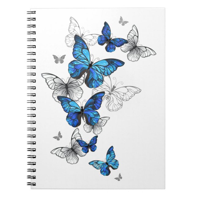 Blue Flying Butterflies Morpho Notebook (Front)