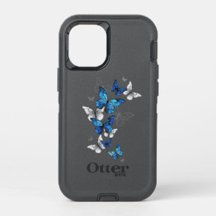 Blue Flying Butterflies Morpho OtterBox Defender iPhone 12 Mini Case