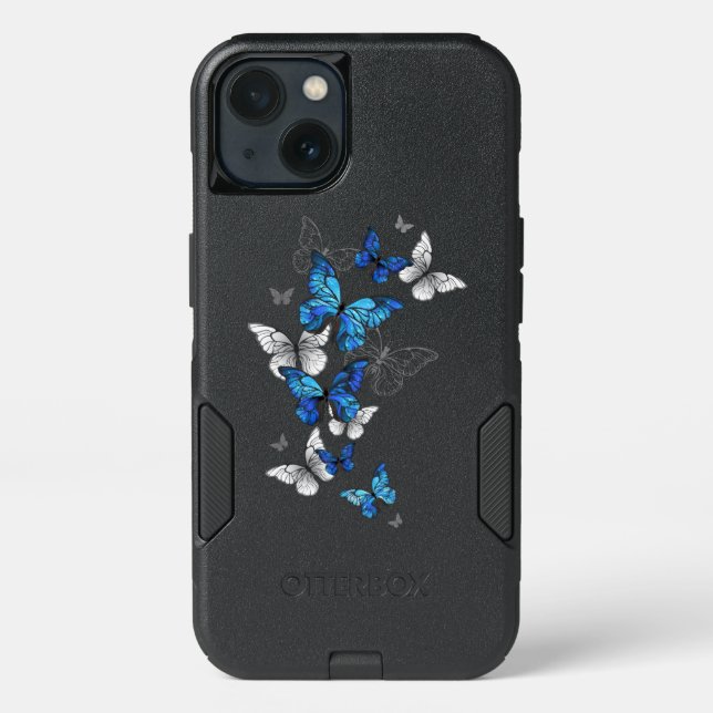 Blue Flying Butterflies Morpho Otterbox iPhone Case (Back)
