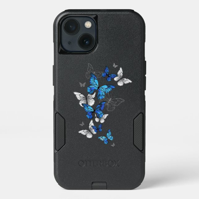 Blue Flying Butterflies Morpho Otterbox iPhone Case (Back)