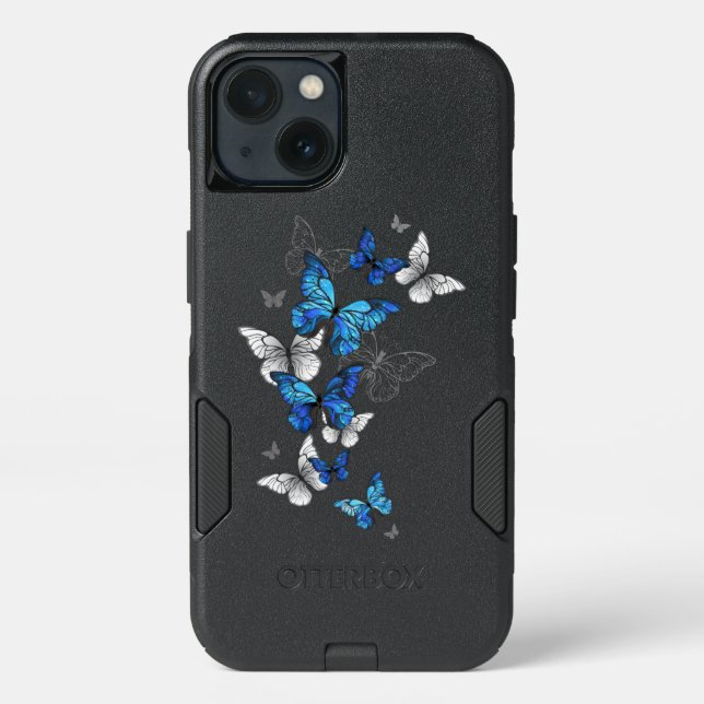 Blue Flying Butterflies Morpho Otterbox iPhone Case (Back)