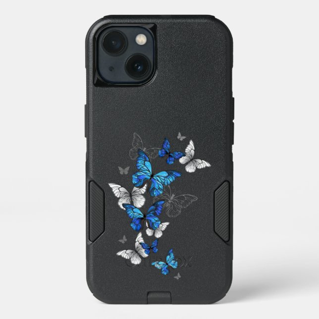 Blue Flying Butterflies Morpho Otterbox iPhone Case (Back)