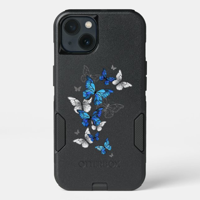 Blue Flying Butterflies Morpho Otterbox iPhone Case (Back)