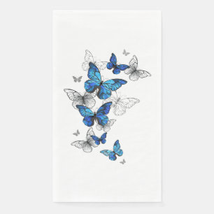 Blue Flying Butterflies Morpho Paper Guest Towels