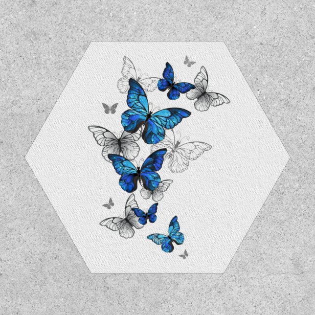 Blue Flying Butterflies Morpho Patch (Front)