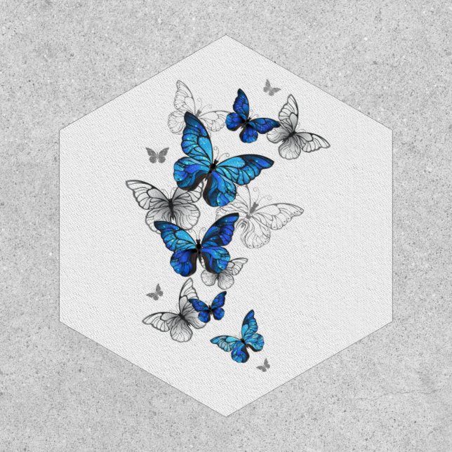 Blue Flying Butterflies Morpho Patch (Front)