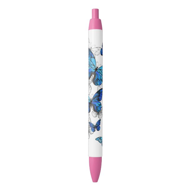 Blue Flying Butterflies Morpho Pen (Front Vertical)