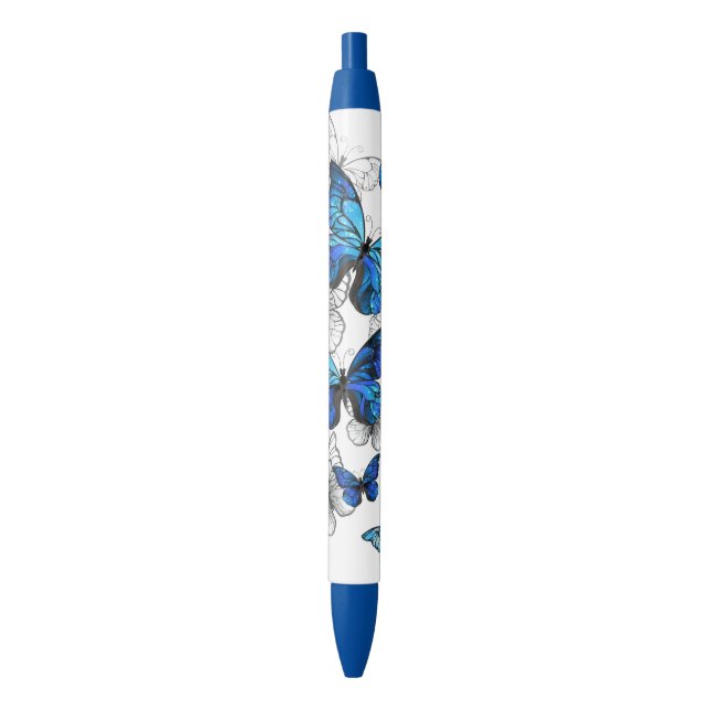 Blue Flying Butterflies Morpho Pen (Front Vertical)