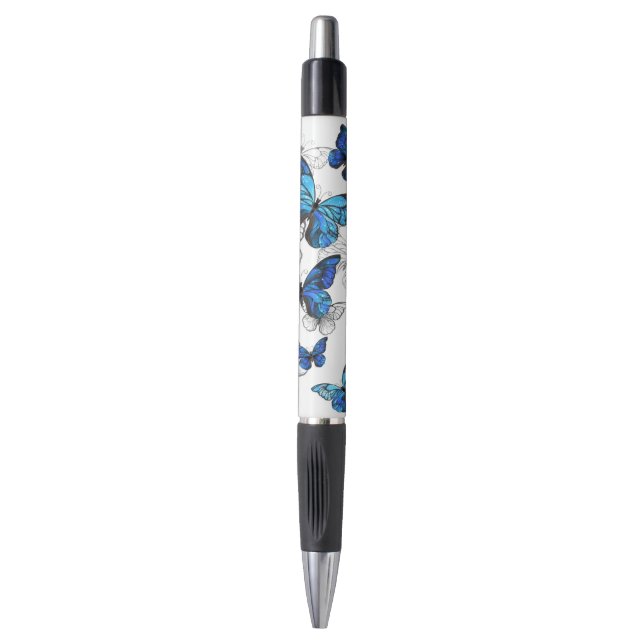 Blue Flying Butterflies Morpho Pen (Front Vertical)