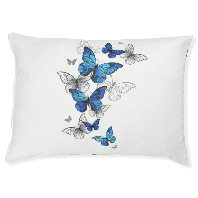 Blue Flying Butterflies Morpho Pet Bed (Front)