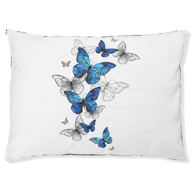 Blue Flying Butterflies Morpho Pet Bed (Front)