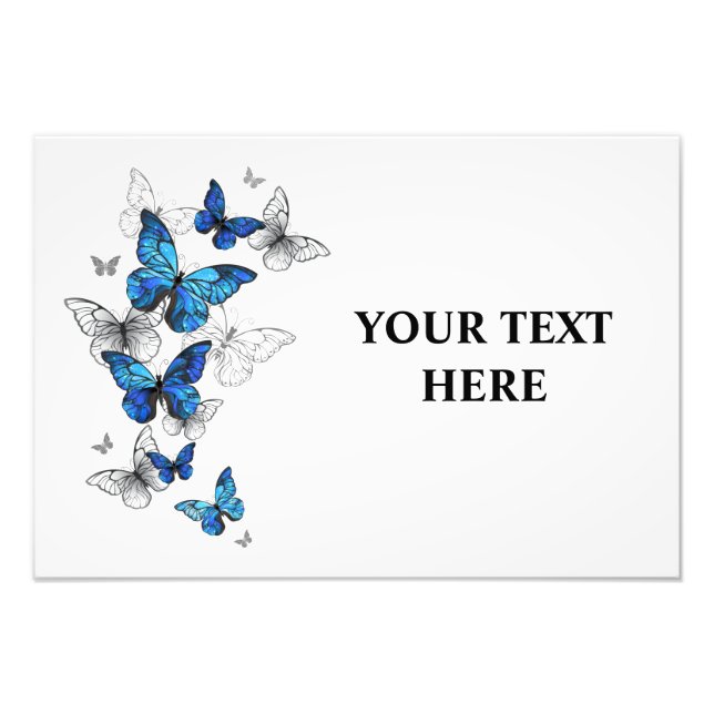 Blue Flying Butterflies Morpho Photo Print (Front)