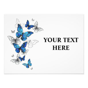 Blue Flying Butterflies Morpho Photo Print