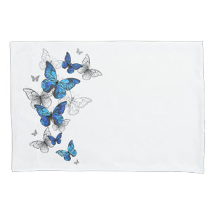 Blue Flying Butterflies Morpho Pillow Case