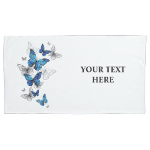 Blue Flying Butterflies Morpho Pillow Case
