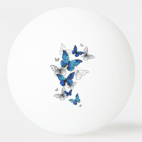 Blue Flying Butterflies Morpho Ping Pong Ball