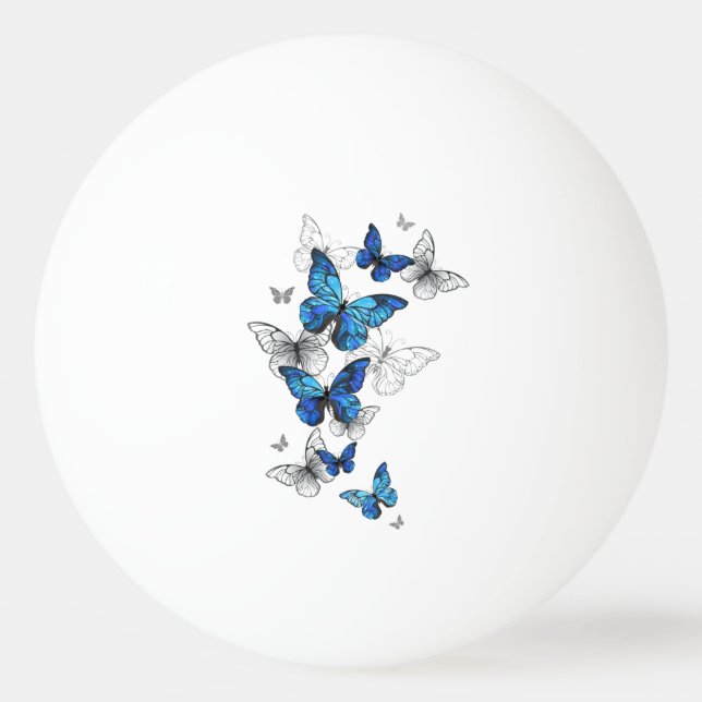 Blue Flying Butterflies Morpho Ping Pong Ball (Front)