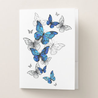 Blue Flying Butterflies Morpho Pocket Folder