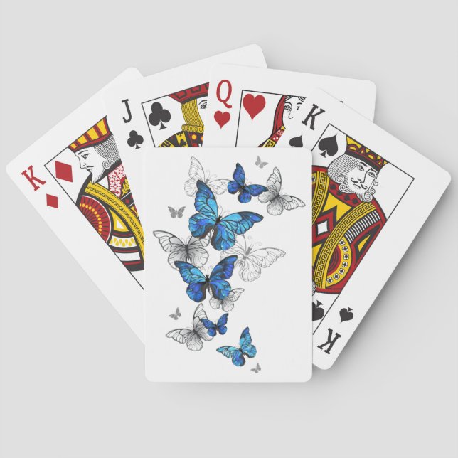 Blue Flying Butterflies Morpho Poker Cards (Back)