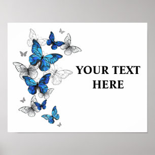 Blue Flying Butterflies Morpho Poster