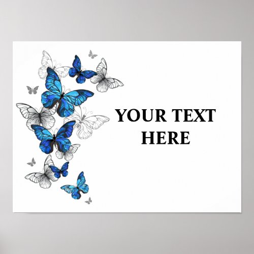 Blue Flying Butterflies Morpho Poster