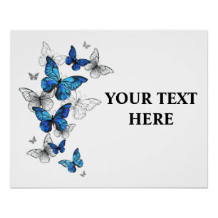 Blue Flying Butterflies Morpho Poster