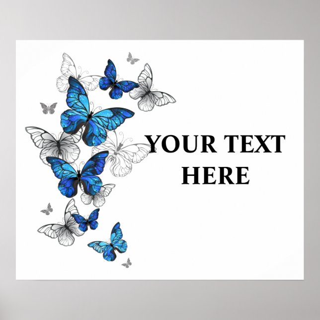 Blue Flying Butterflies Morpho Poster (Front)