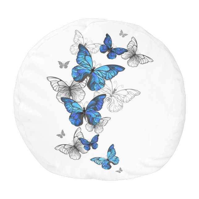 Blue Flying Butterflies Morpho Pouf (Bottom)