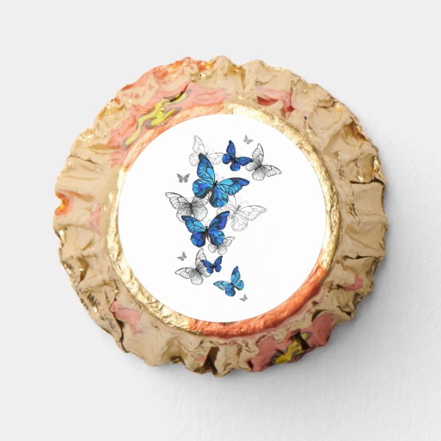 Blue Flying Butterflies Morpho Reese's Peanut Butter Cups (Front)