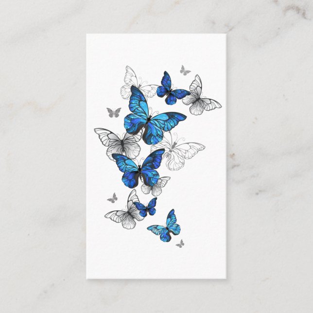 Blue Flying Butterflies Morpho Referral Card (Front)