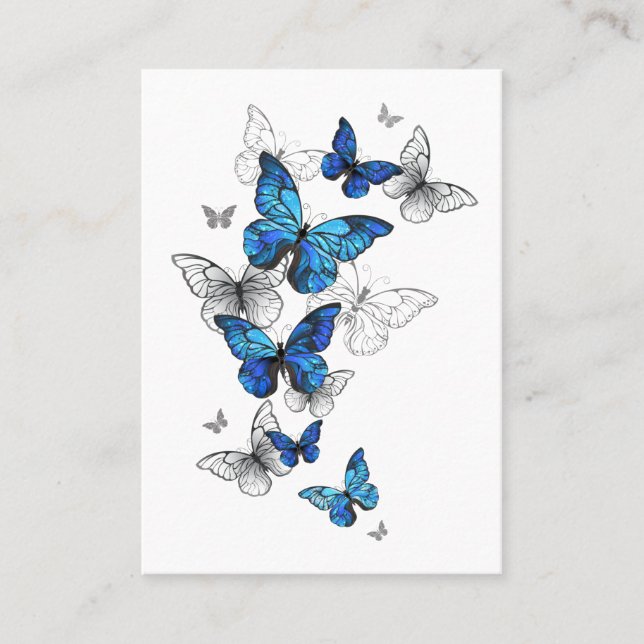 Blue Flying Butterflies Morpho Referral Card (Front)