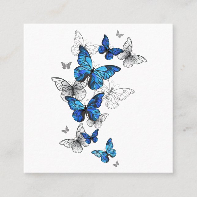 Blue Flying Butterflies Morpho Referral Card (Front)