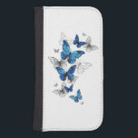 Blue Flying Butterflies Morpho Galaxy S4 Wallet Case<br><div class="desc">Flying Blue Butterflies morpho and white butterflies on a light abstract background. Morpho. Design with blue butterflies morpho.</div>