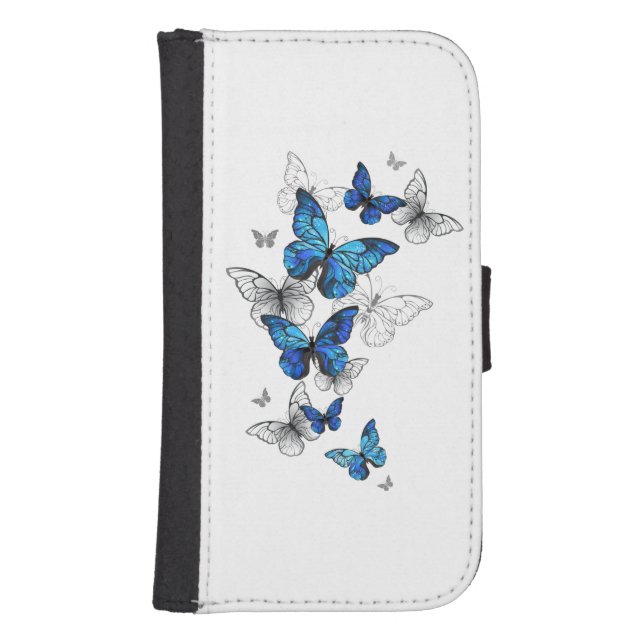Blue Flying Butterflies Morpho Samsung Galaxy Wallet Case (Front)