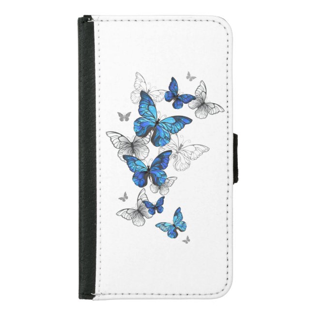 Blue Flying Butterflies Morpho Samsung Galaxy Wallet Case (Front)