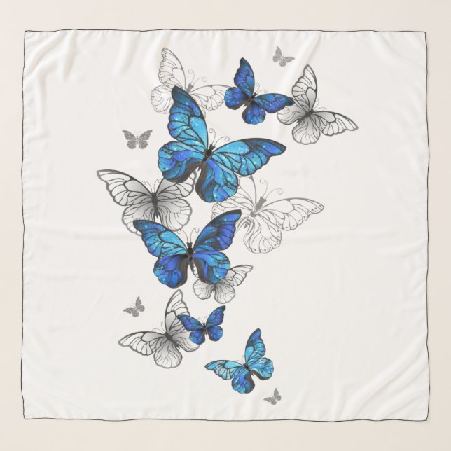 Blue Flying Butterflies Morpho Scarf (Front)