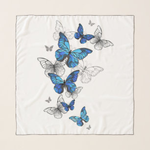 Blue Flying Butterflies Morpho Scarf