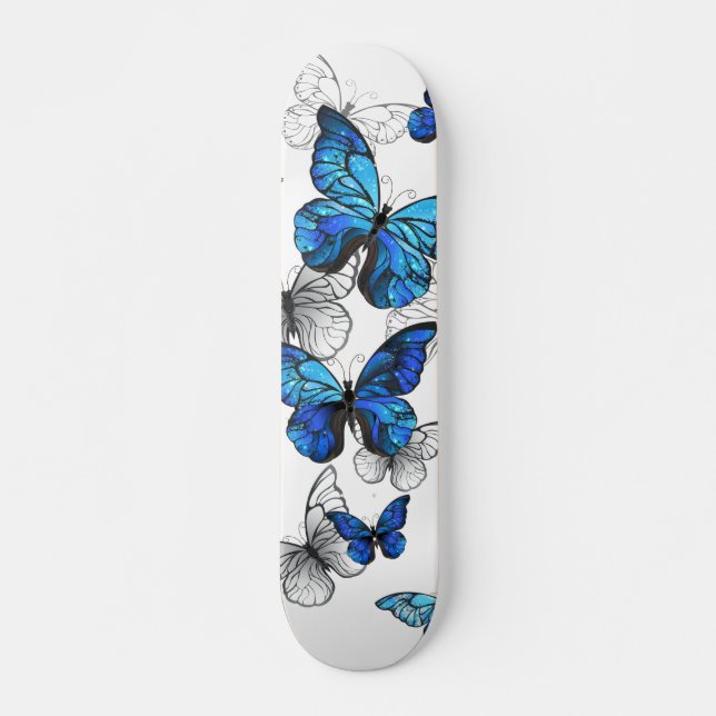 Blue Flying Butterflies Morpho Skateboard (Front)