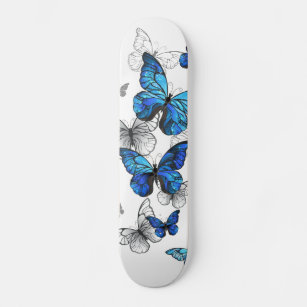 Blue Flying Butterflies Morpho Skateboard