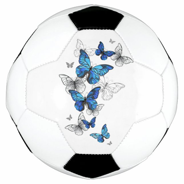 Blue Flying Butterflies Morpho Soccer Ball (Front)