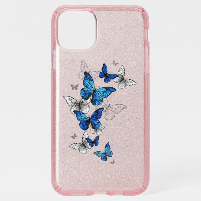 Blue Flying Butterflies Morpho Speck iPhone 11 Pro Max Case (Front)