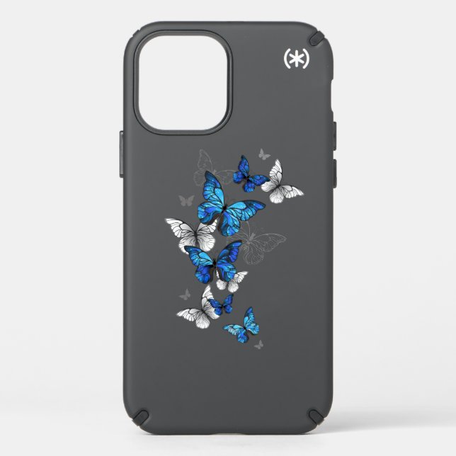 Blue Flying Butterflies Morpho Speck iPhone 12 Case (Front)