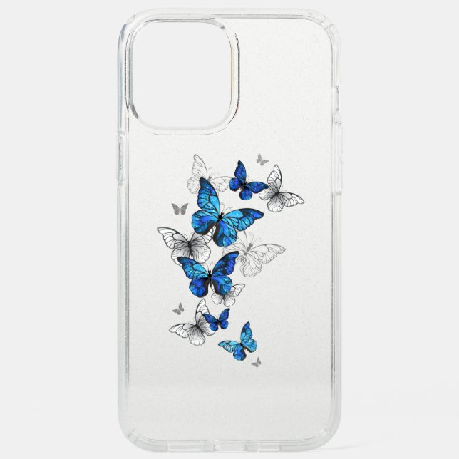 Blue Flying Butterflies Morpho Speck iPhone 12 Pro Max Case (Front)