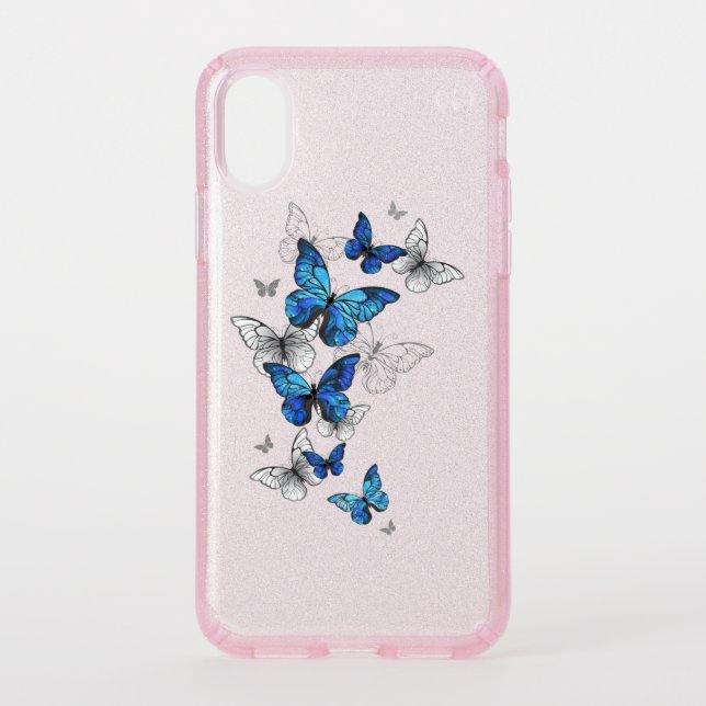 Blue Flying Butterflies Morpho Speck iPhone XS Case (Front)